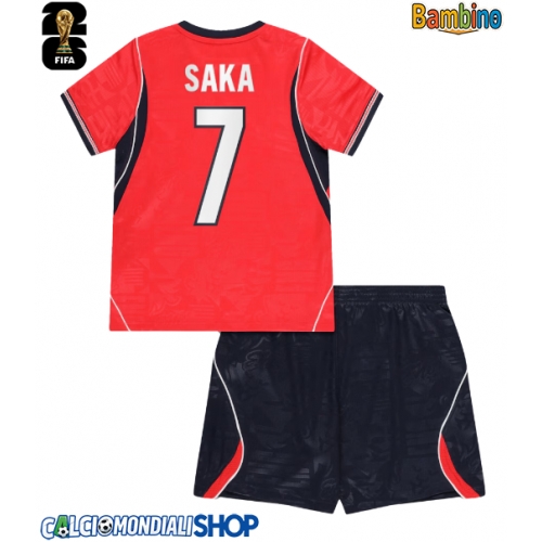Maglie da calcio Inghilterra Bukayo Saka #7 Seconda Maglia Bambino Mondiali 2026  Manica Corta + Pantaloni corti)